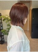 【mimura】レイヤーボブ　レッドブラウン　切りっぱなしボブ