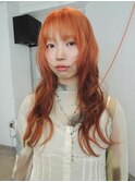 天神　パーマ　ブリーチなしダブルカラー　顔まわりレイヤー