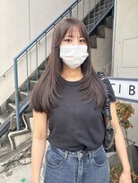 ヘアー アイス 御器所本店(HAIR ICI) 顔周りレイヤーカットぱっつん前髪黒髪ロンググレージュ