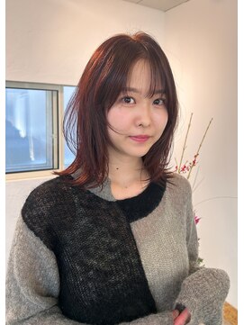 スタンウッド(STAN WOOD) ウルフ/レイヤー/レッド/ブリーチなしダブルカラー【千葉駅】