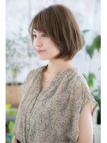 ミック ヘアアンドビューティー 大山店(miq  Hair&Beauty)&nbsp;大人かわいい♪斜めバングx艶カラー前下がりひし形ショートb