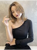 海外へア 外国人風 ブロンドヘア レイヤーカットM22