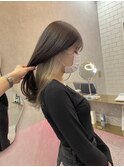 ダブルカラーホワイトグレー透明感カラー暗髪グレージュ韓国