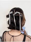ツインアレンジ　リボンアレンジ　ハーフツイン＃桂