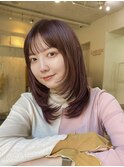 顔周りカット 似合わせ レイヤー 前髪 暖色カラー