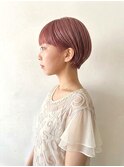 春のイメチェン◎透明感ピンクベージュくびれショートボブ