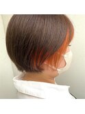秋先取り丸みショート×オレンジインナーカラー