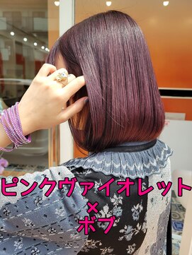 トウカ 南流山店(TOUKA) ピンクヴァイオレットカラー×伸ばしかけボブ