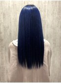 ネイビーブルーカラー×艶さらストレート