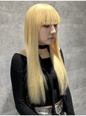 抜きっぱなしブロンドエクステロングヘア金髪海外風前髪小顔美髪