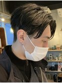センターパートニュアンスパーマワンカールパーマ韓国コンマヘア