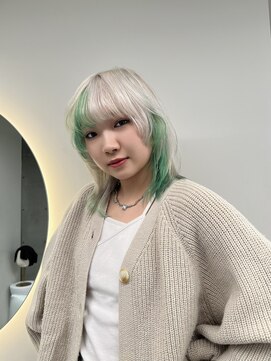 ソル ジングウマエ(SOL JINGUMAE) ホワイトシルバー×ミントグリーン《インナーカラー》