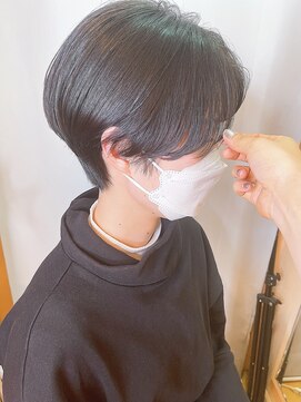 モリオフロムロンドン 原宿本店(morio from London) 【morio 原宿】黒髪ハンサムショート前髪パーマニュアンスパーマ