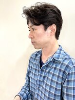 大人ビジネス毛流れヘア　七三アップバング