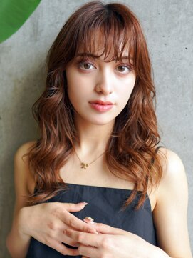 ラフィス ヘアー ロビン 名古屋店(La fith hair robin) 【La fith】オレンジブラウン×大人かわいいウェーブヘア
