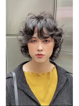 アールイーバイインク 渋谷(Re. by INK.) ウルフパーマ/ウルフカット/黒髪ウルフ/モードウルフ