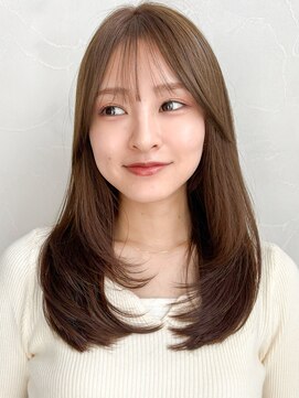 アグノス 青山(Agnos) デジタルパーマ黒髪クラゲヘアーココアベージュ大人可愛い