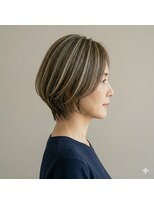 ボヌール 川西(Bonheur)&nbsp;【ＢＡＮ指名】骨格補正カット＋白髪ぼかしハイライト大人ボブ