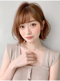 黒髪 グレーベージュ レイヤーロング前髪パーマ 外はねミディ*