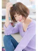 Aラインシルエットくせ毛風小顔ゆるふわエアリーボブb1