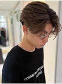メンズバレイヤージュカラーハイライトカラーセンターパート韓国