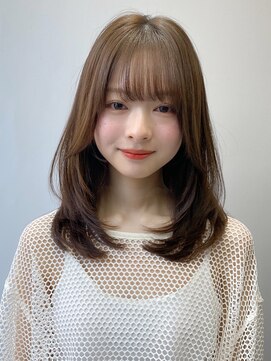 エトラ 渋谷店(etora) 小顔 前髪 レイヤーカット くびれヘア  アプリコットオレンジ"