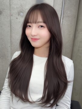 ロイオブジゼル(roi of GiseL) ロング レイヤー 顔周りカット 前髪 韓国 ブラウン 透明感カラー