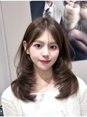 結べるミディアムレイヤーくびれ小顔顔まわり2way前髪セミロング