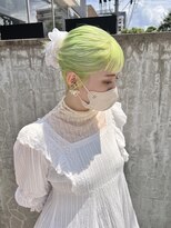 オンヌ(onnu) 2回ブリーチのネオングリーンカラー