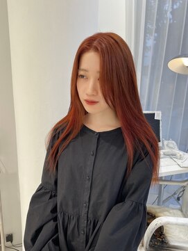 ハイブ 金沢(Hive) 10代20代オレンジブラウンナチュラルレイヤーカットストレート