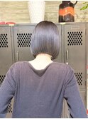 ぷつっとボブブルーブラック黒髪ボブダークグレージュ暗髪カラー