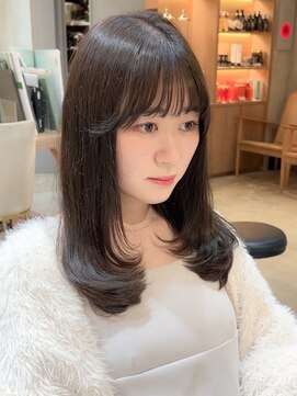 ロンド エスポワール 錦糸町(Lond espoir) ■ 黒髪カタログボブルフネビージュ小顔に見せるヘアワンレン