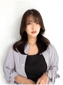韓国風レイヤーくびれ巻き大人ふんわりミディアム上品ブラウン