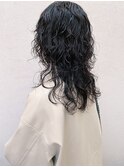 くせ毛風大人可愛い♪20代30代ロングレイヤーパーマアッシュ