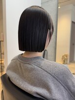 ラフ 立川(Laff)&nbsp;切りっぱなしボブ　前下がりボブ　縮毛矯正　黒髪スタイル