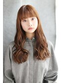ロング_パッツン前髪のAラインミックスカール