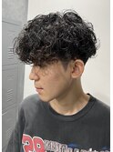 波巻きパーマ　刈り上げマッシュ