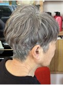 ショート白髪ぼかし
