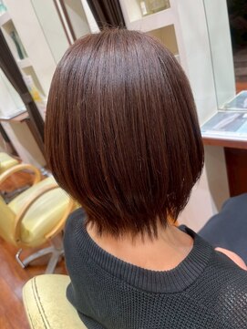 美容室ヒラトヤ 都南店 透明感カラーココアブラウン×大人可愛いミニボブ20代30代40代