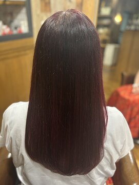 ワインレッド/ニュアンスカラー/ツヤ感ロング/暖色カラー