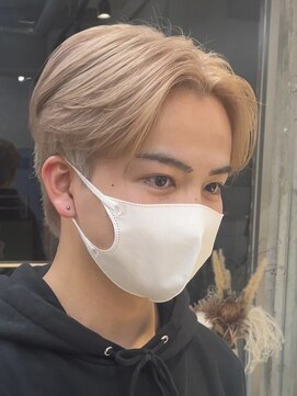 サンクマーケット 渋谷(cinq MARKET) 渋谷メンズダブルカラーミルクティーベージュセンターパート韓国