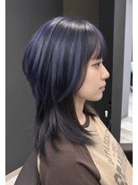 リオリス ヘア サロン(Rioris hair salon) ネイビーブルー/ミディアムレイヤー/ウルフレイヤー