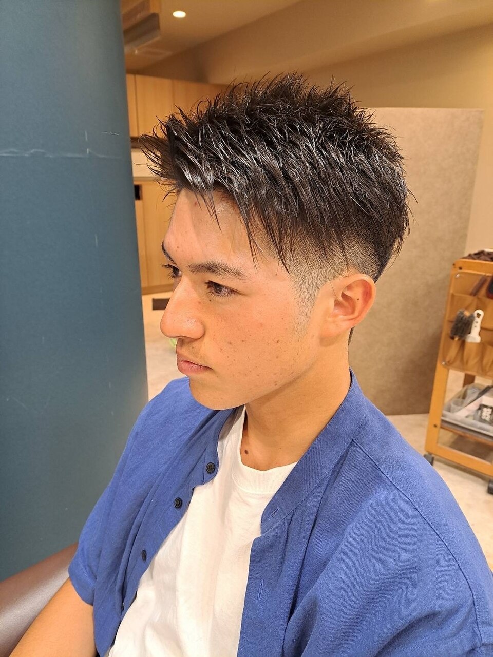 仙台D グレイヘア ツーブロック サイドパート 吉川晃司style