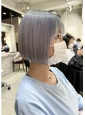 10代20代/艶カラーで叶えるハイトーンボブ/水色カラー