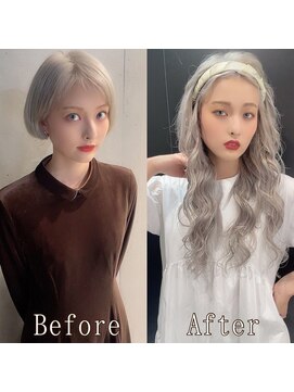 あるじゃんすー 名古屋店 シルバー×グレー#シールエクステ#ホワイトグレージュ#名古屋