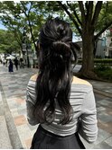 ゆるっとハーフアップお団子ハーフアップ夏