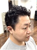 ルーズパートツーブロックパーマスタイル（マッシュパーマ）