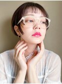 眉上ぱっつんワイドバングマッシュショート