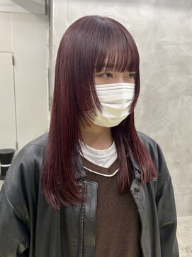 サルファ ヘアデザイン 名古屋 丸の内(S.ALPHA HAIR DESIGN) 顔まわりレイヤーミディアムスタイルカシスボルドー