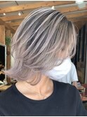 バレイヤージュグレージュハイライトダブルカラーケアブリーチ
